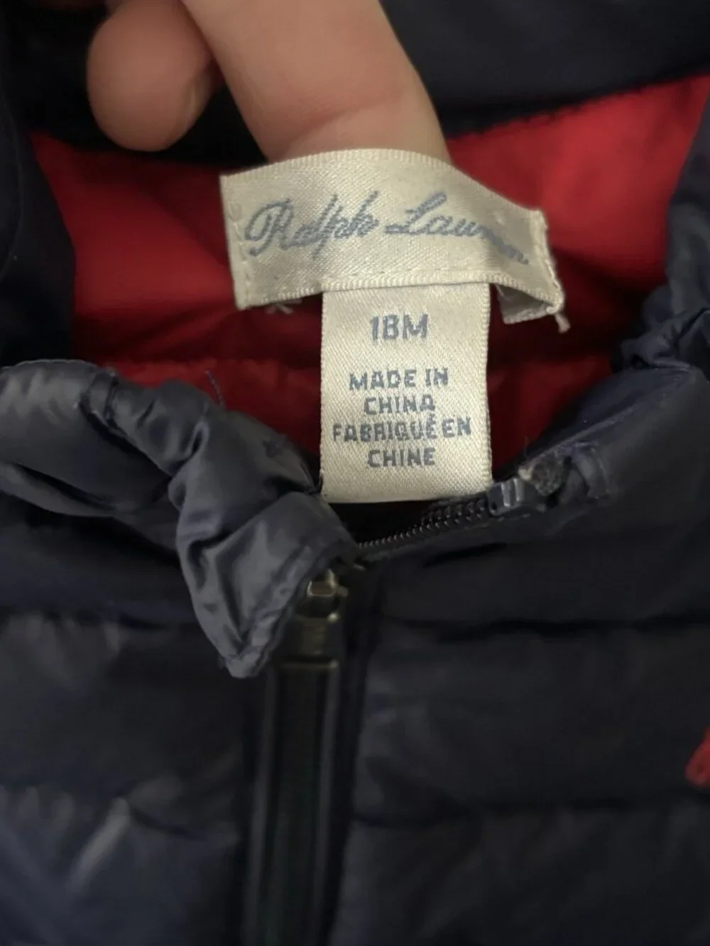 RALPH LAUREN Unisex JACKET Navy Red Quilted Puffer COAT Full Zip Kids 18months